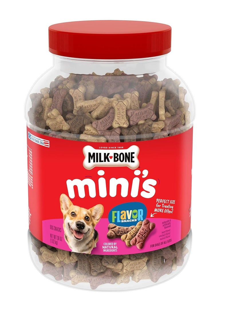 MILK-BONE Milk-Bone Mini's Flavor Snacks Dog Treats, 36 Ounce Crunchy Texture Helps Reduce Tartar  - Image 1