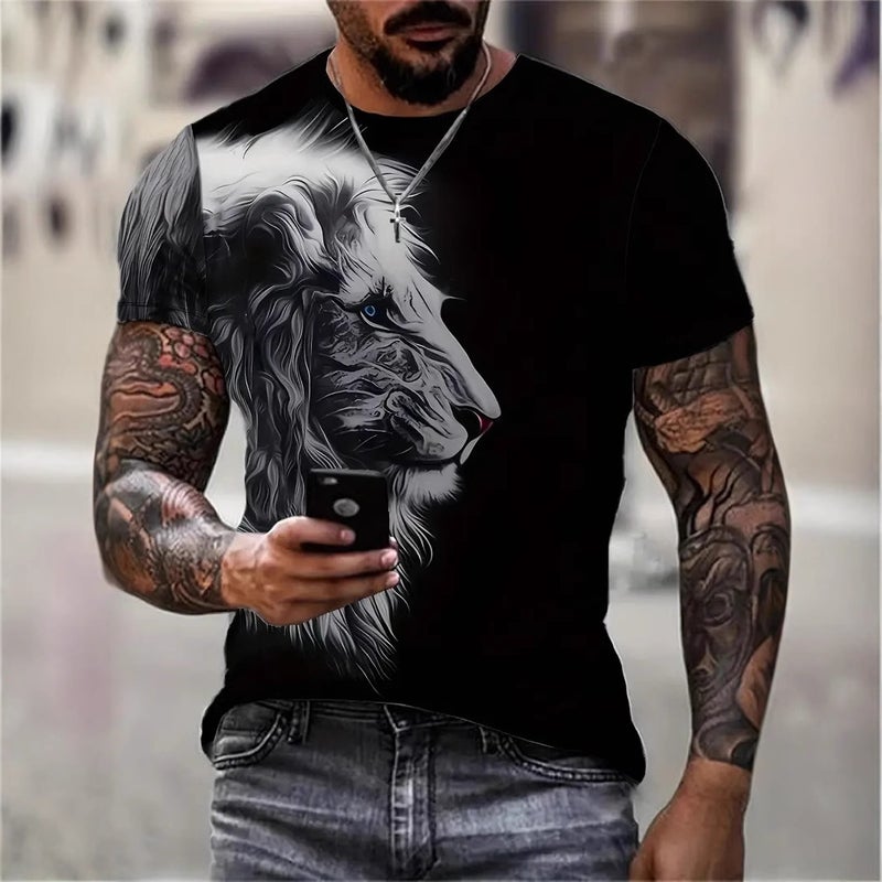 Independent Station New Animal Pattern 3D Digital Printing Men'S Gradient Short-Sleeved T-Shirt Top - Image 5