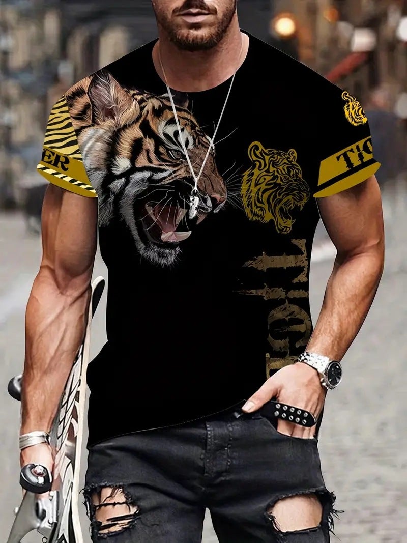 Independent Station New Animal Pattern 3D Digital Printing Men'S Gradient Short-Sleeved T-Shirt Top - Image 1