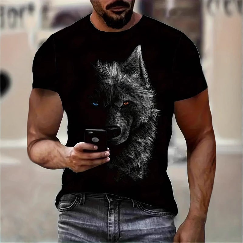 Independent Station New Animal Pattern 3D Digital Printing Men'S Gradient Short-Sleeved T-Shirt Top - Image 2