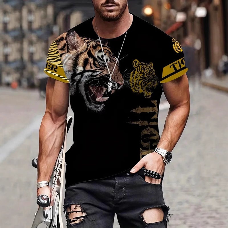 Independent Station New Animal Pattern 3D Digital Printing Men'S Gradient Short-Sleeved T-Shirt Top - Image 4