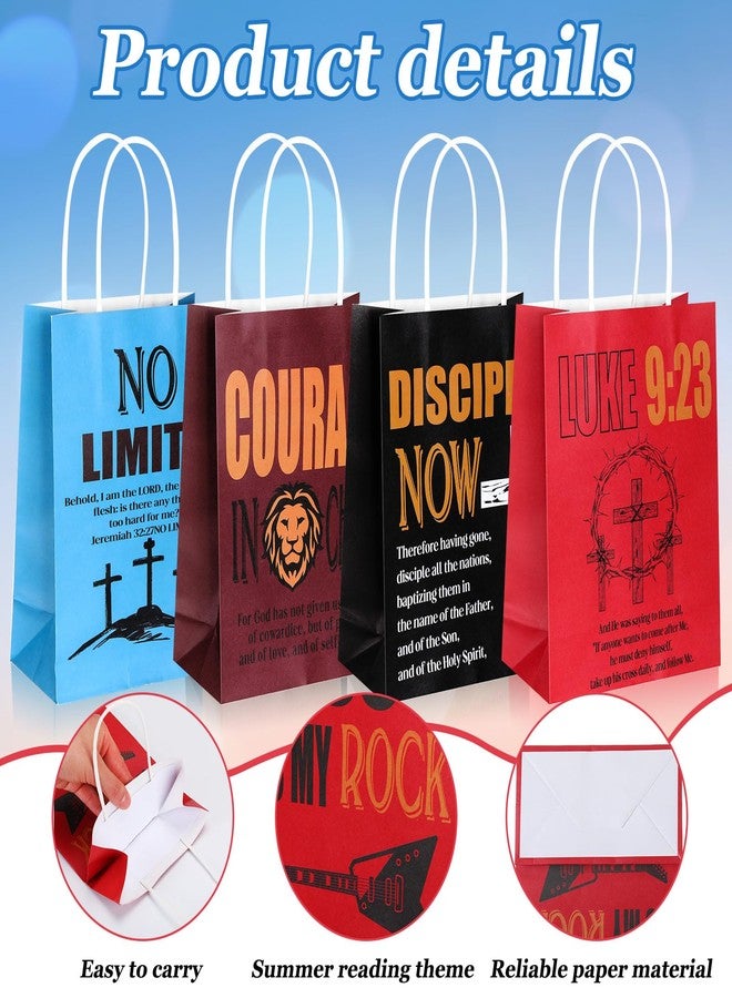 Skyygemm 30 Pcs Christian Fathers Day Goodie Bags Bulk Small Religious Jesus Gift Bags with Handle 7.9 x 5.9 x 3.5 Inch Bible Scripture Paper Candy Bag for Father's Day Men Church Party Supplies - Image 4