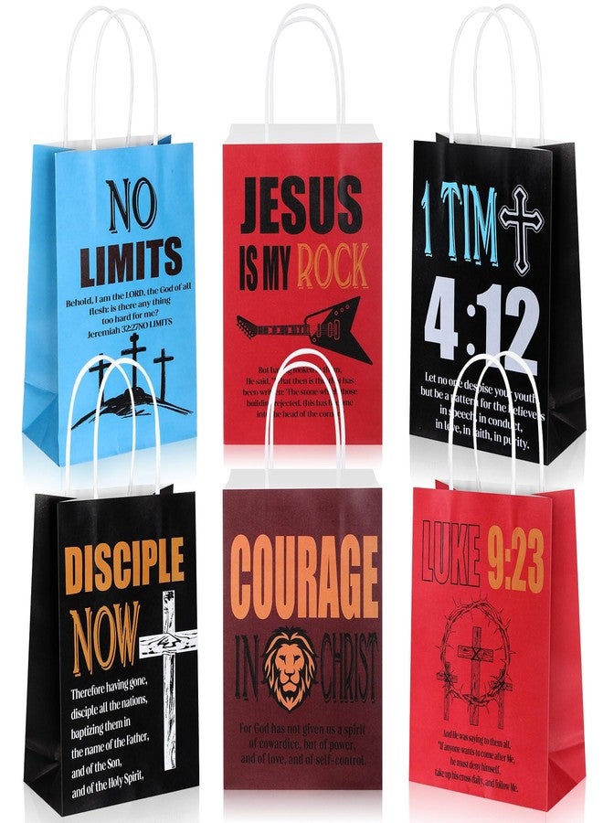 Skyygemm 30 Pcs Christian Fathers Day Goodie Bags Bulk Small Religious Jesus Gift Bags with Handle 7.9 x 5.9 x 3.5 Inch Bible Scripture Paper Candy Bag for Father's Day Men Church Party Supplies - Image 1