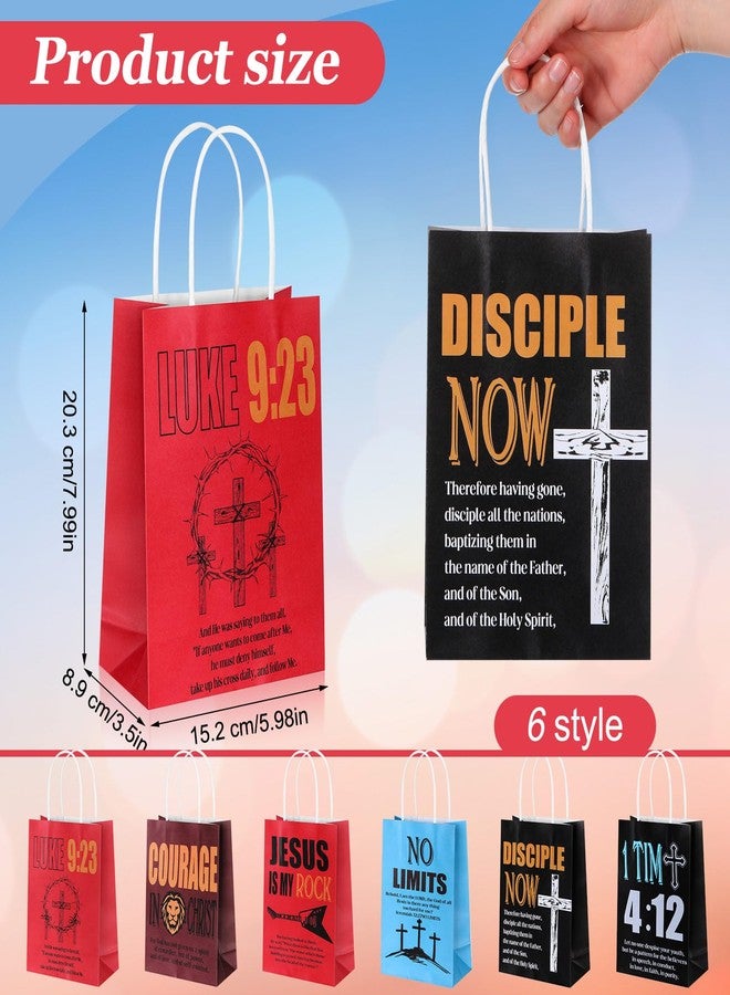 Skyygemm 30 Pcs Christian Fathers Day Goodie Bags Bulk Small Religious Jesus Gift Bags with Handle 7.9 x 5.9 x 3.5 Inch Bible Scripture Paper Candy Bag for Father's Day Men Church Party Supplies - Image 2