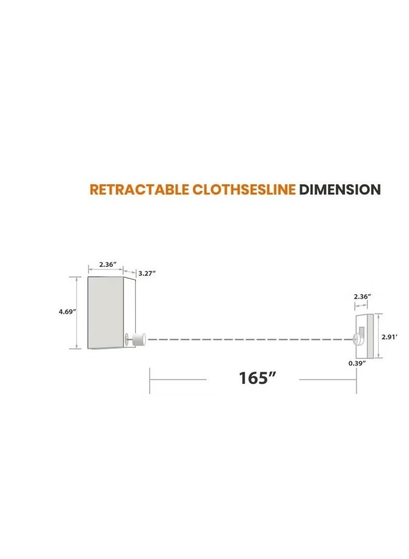 خط الغسيل القابل للسحب الملابس ذات الخدمة الشاقة التجفيف خط الغسيل الملابس الداخلية والخارجية المثبتة على الحائط مجفف الملابس الحبال المجفف خط الفولاذ المقاوم للصدأ القابل للضبط 14 قدمًا (خط سينجلس الذهبي) - Image 5