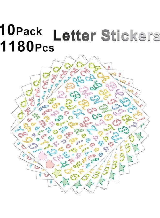 Wffo 10 Sheet Cursive 1/2 Inch Small Letter Stickers - 1180Pcs 0.5" Alphabet Stickers - Vinyl Letter Number Symbols Stickers for Arts Crafts Outdoor Sign Poster Windows Doors School Office - Candy - Image 4