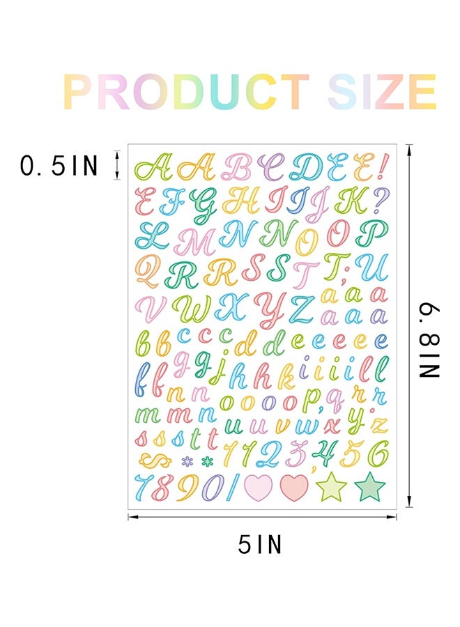Wffo 10 Sheet Cursive 1/2 Inch Small Letter Stickers - 1180Pcs 0.5" Alphabet Stickers - Vinyl Letter Number Symbols Stickers for Arts Crafts Outdoor Sign Poster Windows Doors School Office - Candy - Image 2