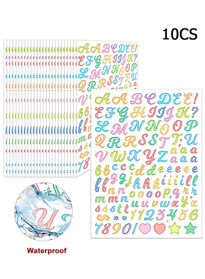 Wffo 10 Sheet Cursive 1/2 Inch Small Letter Stickers - 1180Pcs 0.5" Alphabet Stickers - Vinyl Letter Number Symbols Stickers for Arts Crafts Outdoor Sign Poster Windows Doors School Office - Candy - Image 1