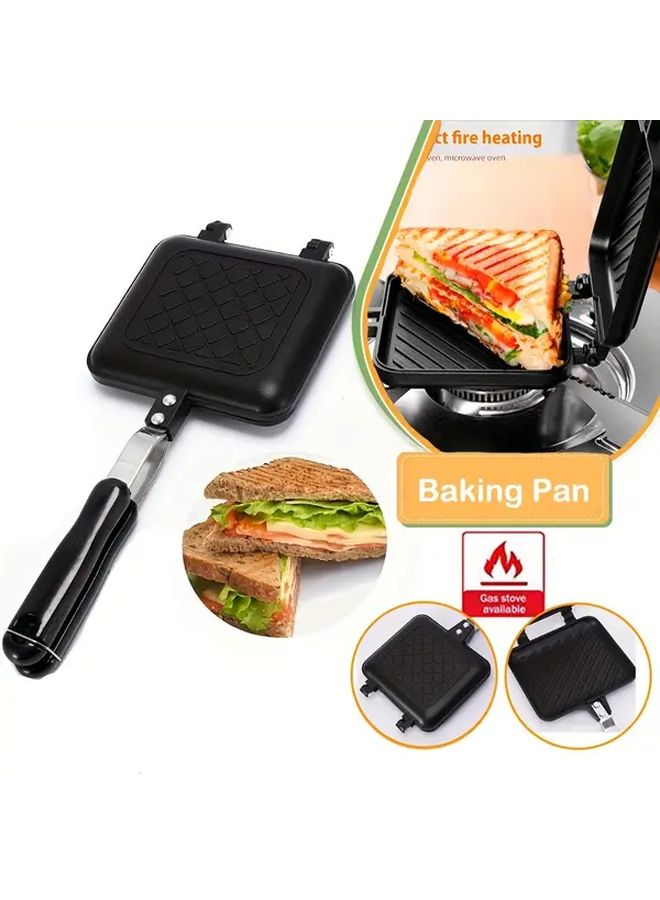 Black Non Stick Aluminum Baking Pan Grill For Sandwiches Steak Eggs Pancakes - Image 5