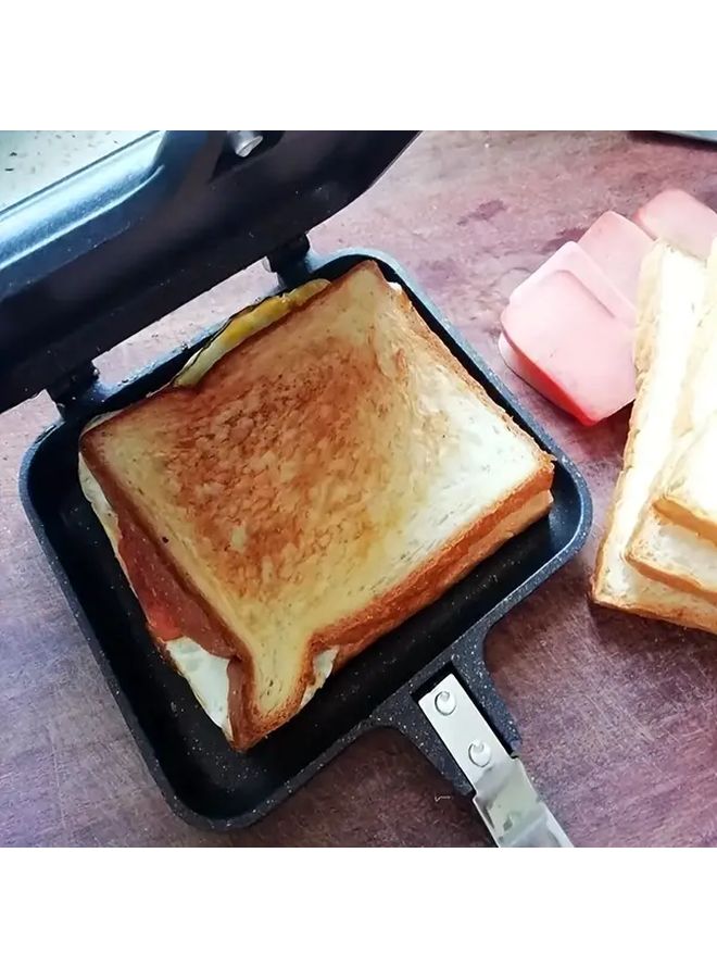Black Non Stick Aluminum Baking Pan Grill For Sandwiches Steak Eggs Pancakes - Image 2