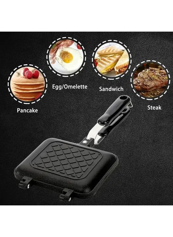 Black Non Stick Aluminum Baking Pan Grill For Sandwiches Steak Eggs Pancakes - Image 3