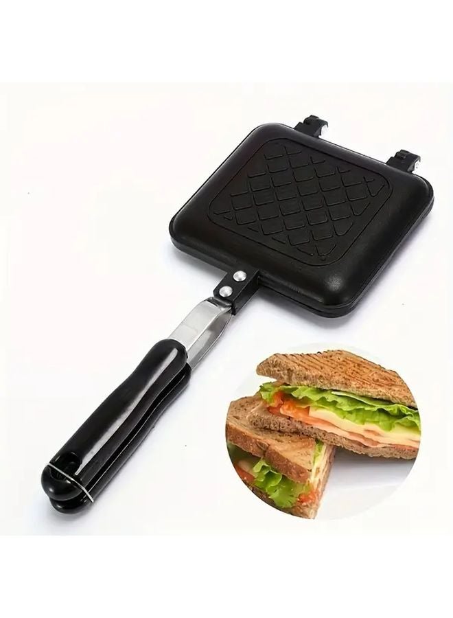 Black Non Stick Aluminum Baking Pan Grill For Sandwiches Steak Eggs Pancakes - Image 1