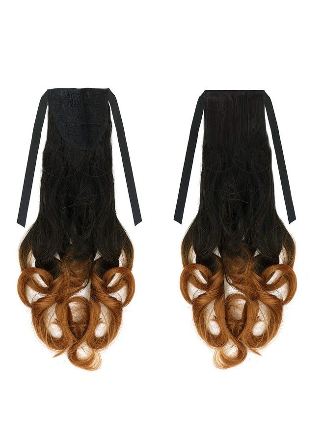 Paradise Ribbon Ponytail Hair Extensions For Women And Girls (Curly Black +Ombre) - Image 4