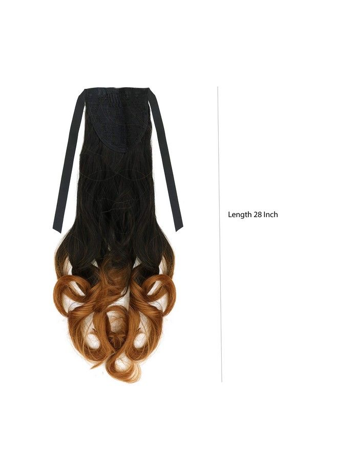 Paradise Ribbon Ponytail Hair Extensions For Women And Girls (Curly Black +Ombre) - Image 3