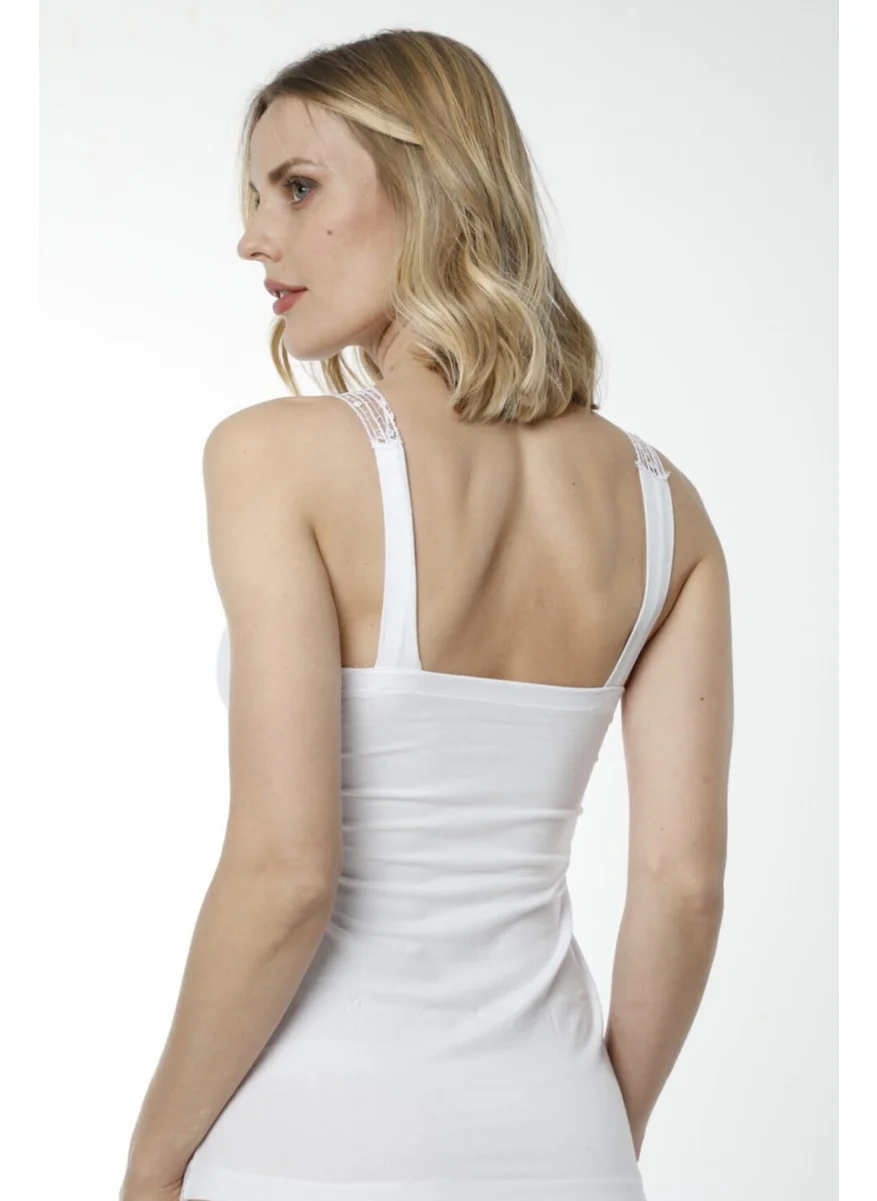 أتش أم دي 2444 3-pack Women's Athlete With Cotton Lace Strap - White
