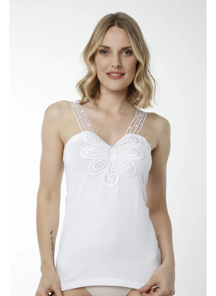 أتش أم دي 2444 3-pack Women's Athlete With Cotton Lace Strap - White