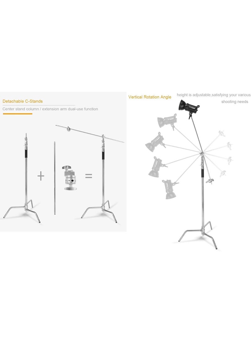 general Stainless Steel Stand with Boom Arm 320cm , Heavy Duty Photography Light Stand, Adjustable Studio Tripod for Softbox, Reflector, Flash, Umbrella, Video Lighting Equipment - Image 4