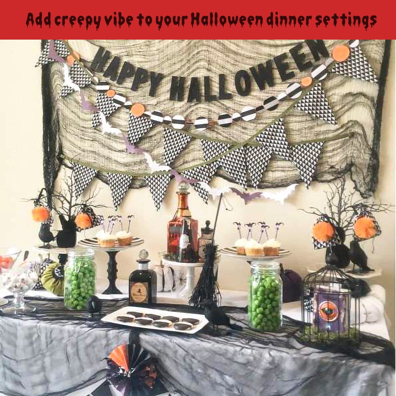 Legigo 6 Pack Halloween Creepy Cloths Cheesecloths, Spooky Black Mesh Fabric Cheese Cloths for Crafts, Scary Gauze Fabric for Party Supplies Home Wall Doorway Outdoor Yard Decor(Black,White,Purple) - Image 4
