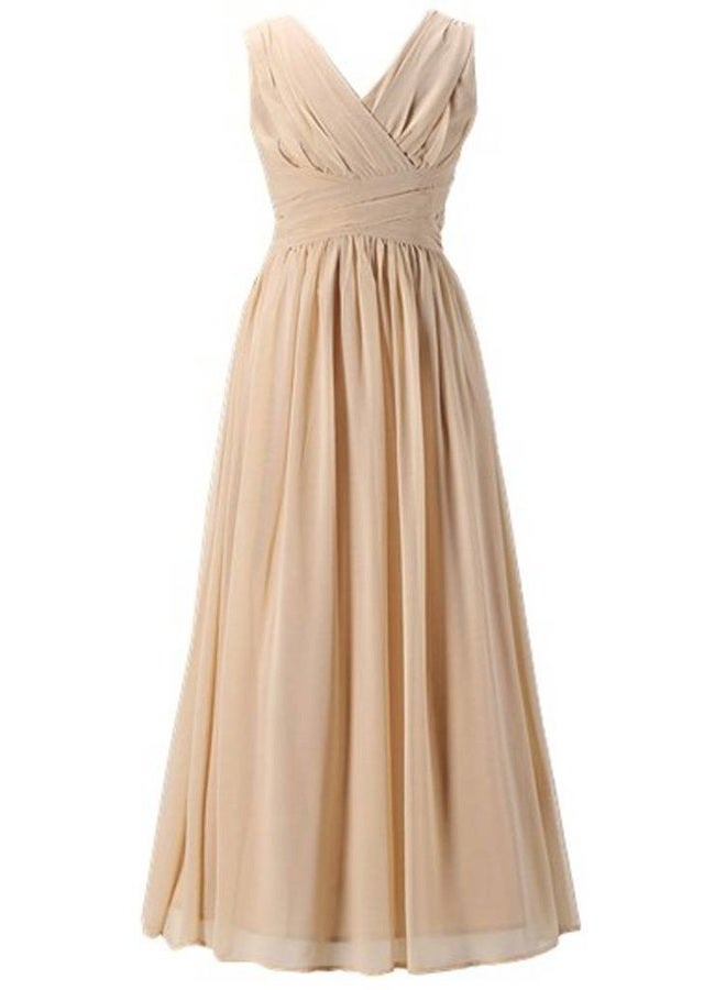 Happy Rose Juniors Long Bridesmaid Dress Party Dresses Flower Girl's Dress, Champagne, 12 - Image 1