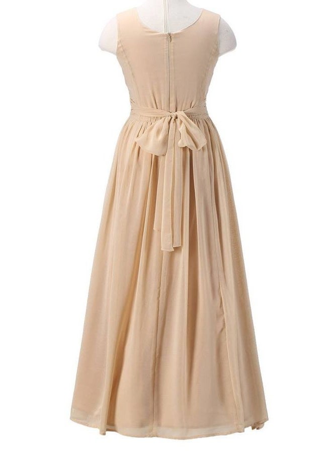 Happy Rose Juniors Long Bridesmaid Dress Party Dresses Flower Girl's Dress, Champagne, 12 - Image 4