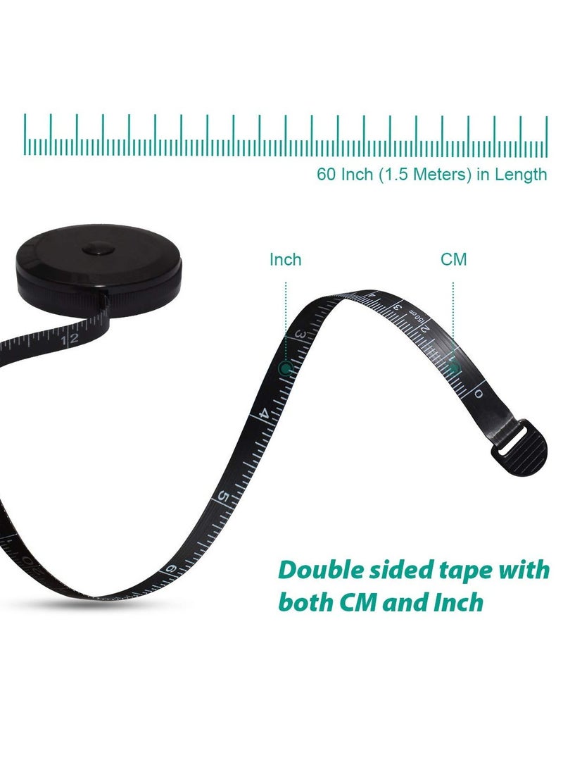 Bukela Soft Tape Measure Retractable Measuring for Body Fabric Sewing Tailor Cloth Knitting Craft Weight Loss Measurements Retractable Black Double Sided Tape Measure Body Measuring 1 Pac  - Image 2