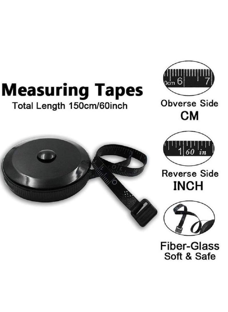 Bukela Soft Tape Measure Retractable Measuring for Body Fabric Sewing Tailor Cloth Knitting Craft Weight Loss Measurements Retractable Black Double Sided Tape Measure Body Measuring 1 Pac  - Image 4