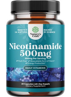 Natures Craft Nicotinamide 500mg,Flush Free,Niacin & Energy Production - 60 Capsules  - Image 1