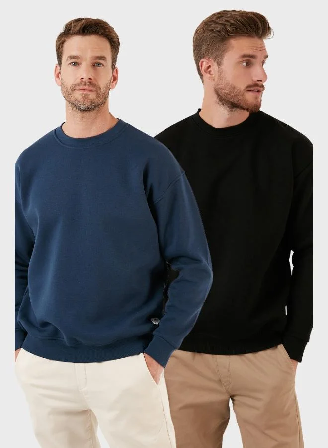 Buratti Buratti Regular Fit Crew Neck Fleece Lined 2-Pack Men's Sweatshirt 5905255S2