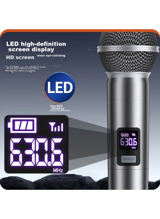 Sast Ok-95b Handheld Rechargeable Wireless Microphone, Uhf Band, For Home Ktv, Singing, Stage Hosting, Lecturing, Karaoke, Meetings, Amplifier, Fm, Universal, Dual-channel, Metal Microphone - Image 1