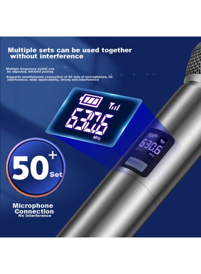 Sast Ok-95b Handheld Rechargeable Wireless Microphone, Uhf Band, For Home Ktv, Singing, Stage Hosting, Lecturing, Karaoke, Meetings, Amplifier, Fm, Universal, Dual-channel, Metal Microphone - Image 3