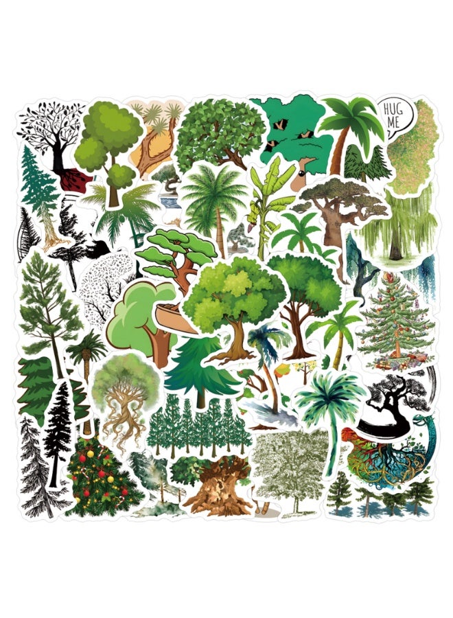 NIBEMINENT 55 Pcs Tree Deco Kit Waterproof Stickers, High Definition Printing Bright Colors, Suitable for Laptop Skateboard Luggage Water Bottle Guitar DIY - Image 1