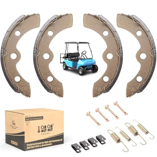 10L0L Golf Cart Brake Shoes/Pads Brake Spring Kit for Club Car DS & Precedent 1995 Up, Tempo 2018 Up, EZGO TXT Medalist 1986.5-1995, Yamaha G1 G2 G8 G9, OEM 101823201, 101816301 (2 Short & 2 Long) - Image 1