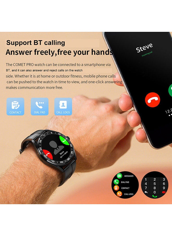 LOKMAT - COMET PRO Smart Watch 1.32''Full-touch Screen BT Call AI Voice Assistant Black - Image 1