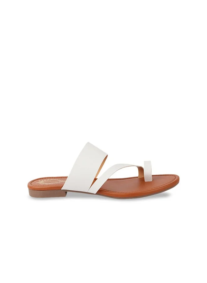 شوتوبيا Shoetopia Girls White Colourblocked One Toe Flats