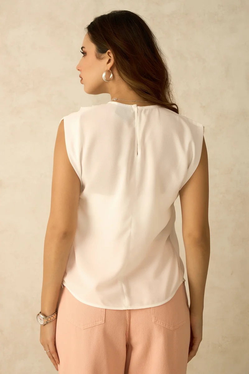 فيرجيو Moss Crepe Workwear Side Pleat Tops for Women
