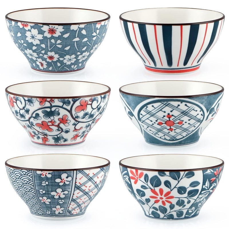 OLWICK Premium Porcelain Cereal Bowls Set of 6 Ceramic Bowls for Cereal Soup Pasta Oatmeal Salad and Rice Microwave and Dishwasher Safe Set of 6 - Image 1