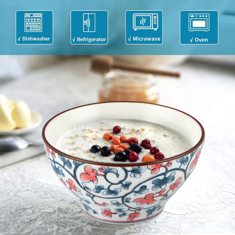 OLWICK Premium Porcelain Cereal Bowls Set of 6 Ceramic Bowls for Cereal Soup Pasta Oatmeal Salad and Rice Microwave and Dishwasher Safe Set of 6 - Image 4