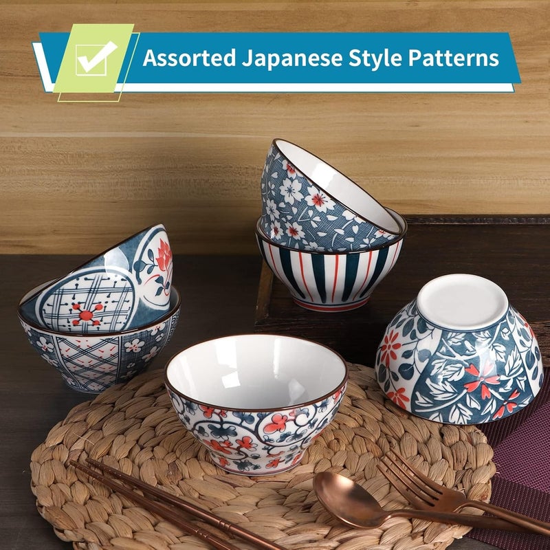 OLWICK Premium Porcelain Cereal Bowls Set of 6 Ceramic Bowls for Cereal Soup Pasta Oatmeal Salad and Rice Microwave and Dishwasher Safe Set of 6 - Image 2