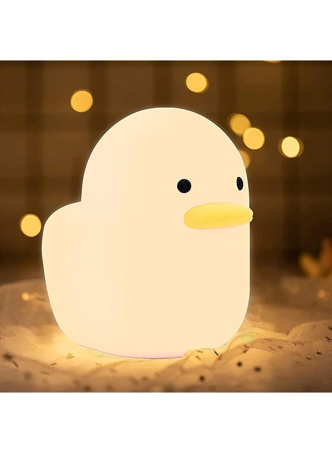 The Bros Silicone Duck Night Light, Cute LED Duck Night Light for Kids, Rechargeable Night Lamp with Touch Sensor, Children Room Desk Decor Birthday Gifts for Baby Kids Women Teenager - Image 1