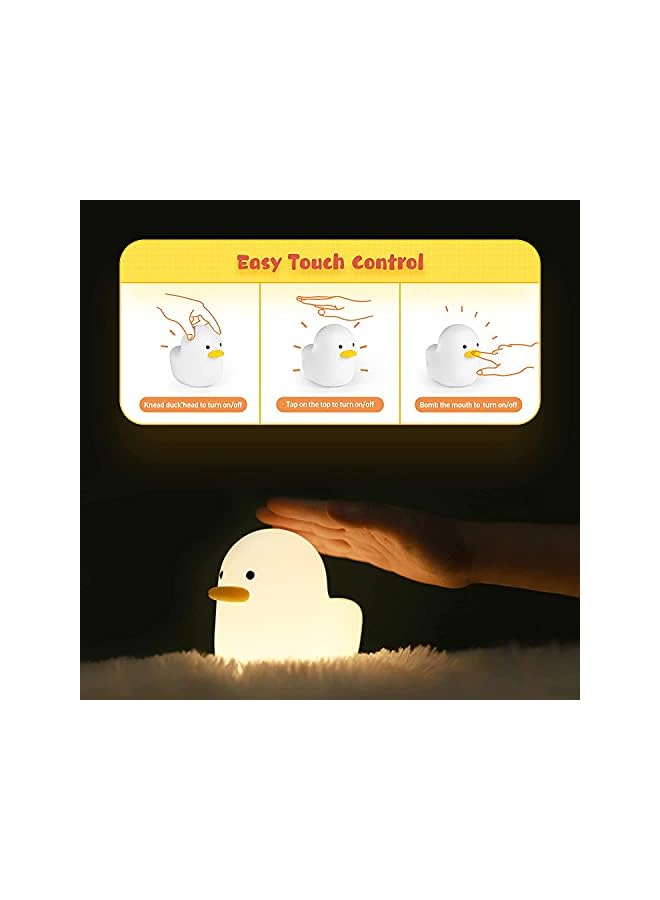 The Bros Silicone Duck Night Light, Cute LED Duck Night Light for Kids, Rechargeable Night Lamp with Touch Sensor, Children Room Desk Decor Birthday Gifts for Baby Kids Women Teenager - Image 3