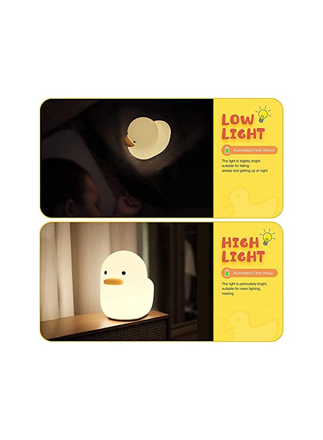 The Bros Silicone Duck Night Light, Cute LED Duck Night Light for Kids, Rechargeable Night Lamp with Touch Sensor, Children Room Desk Decor Birthday Gifts for Baby Kids Women Teenager - Image 4