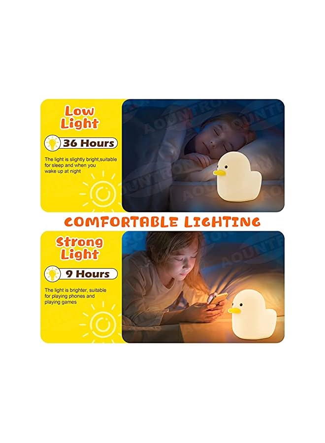 The Bros Silicone Duck Night Light, Cute LED Duck Night Light for Kids, Rechargeable Night Lamp with Touch Sensor, Children Room Desk Decor Birthday Gifts for Baby Kids Women Teenager - Image 5