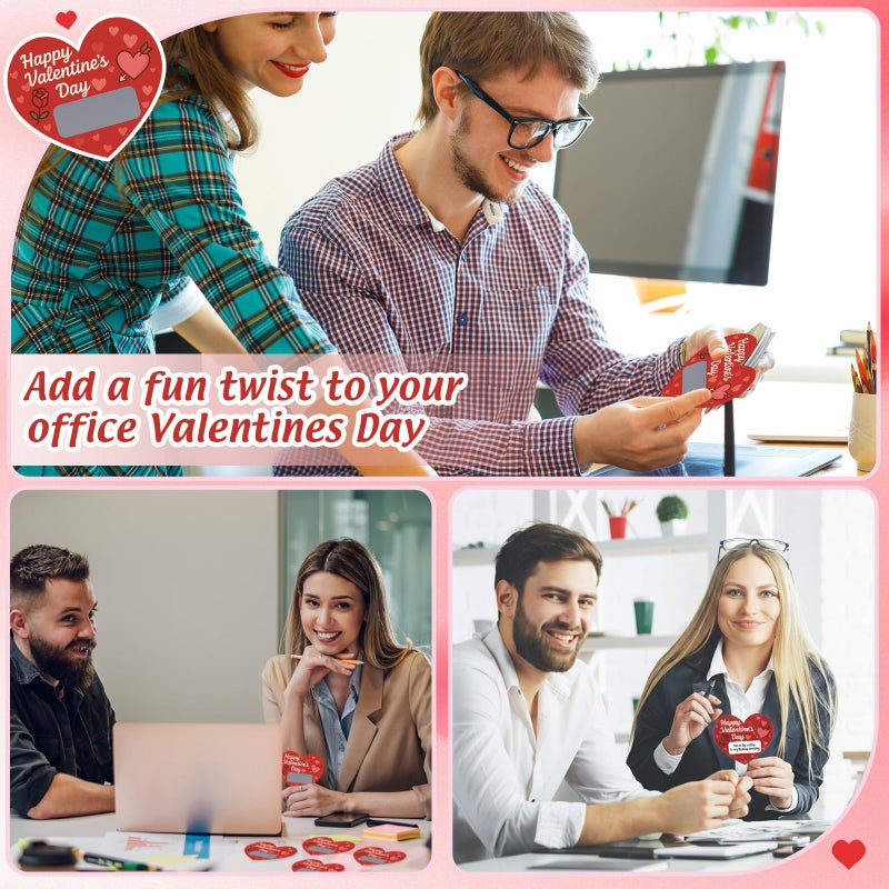 Glenmal 120 Sets Valentines Day Scratch off Cards Gift Red Heart Shaped Scratch Cards Funny Happy Valentines Love Game Card Self Adhesive for Coworker Employee Staff Team Adult Office Party Favor - Image 5