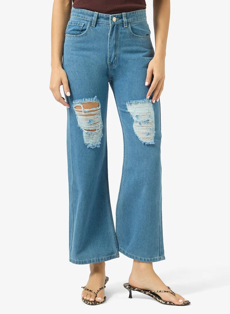 Ripped High Rise Boyfriend Jeans