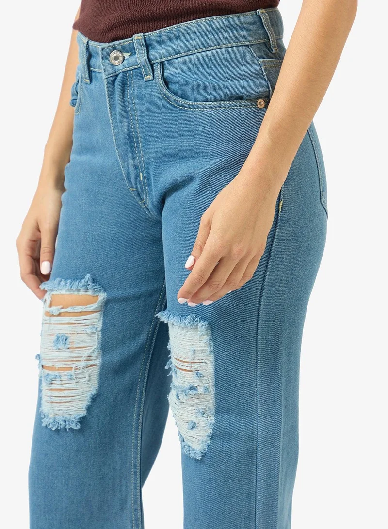 Ginger  Ripped High Rise Boyfriend Jeans for Women | Best Price UAE