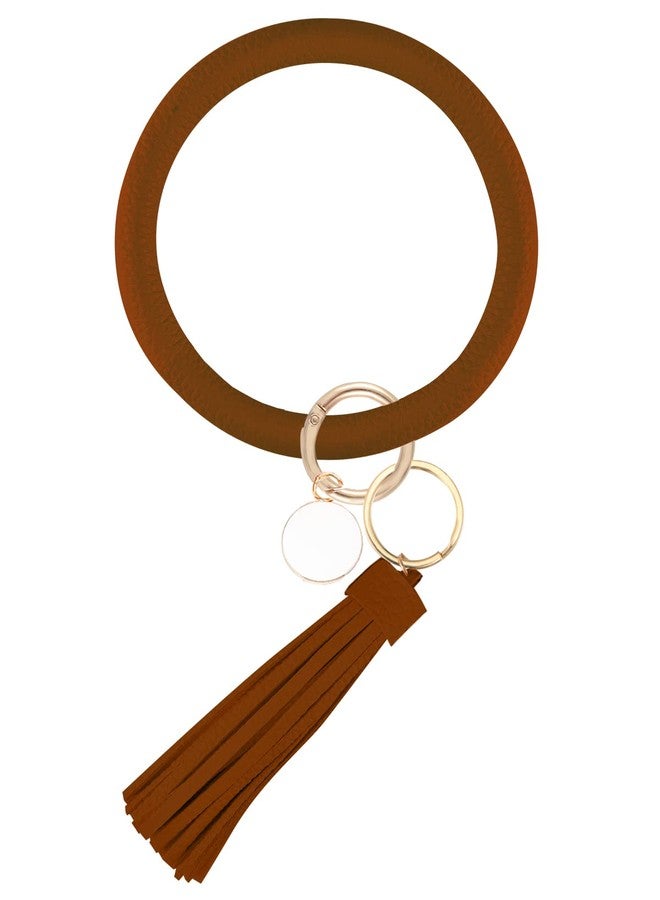 Weixiltc Wristlet Keychain Bracelet Bangle Keyring - Large Circle Key Ring Leather Tassel Bracelet Holder For Women Girl - Image 1