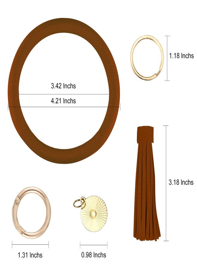 Weixiltc Wristlet Keychain Bracelet Bangle Keyring - Large Circle Key Ring Leather Tassel Bracelet Holder For Women Girl - Image 2
