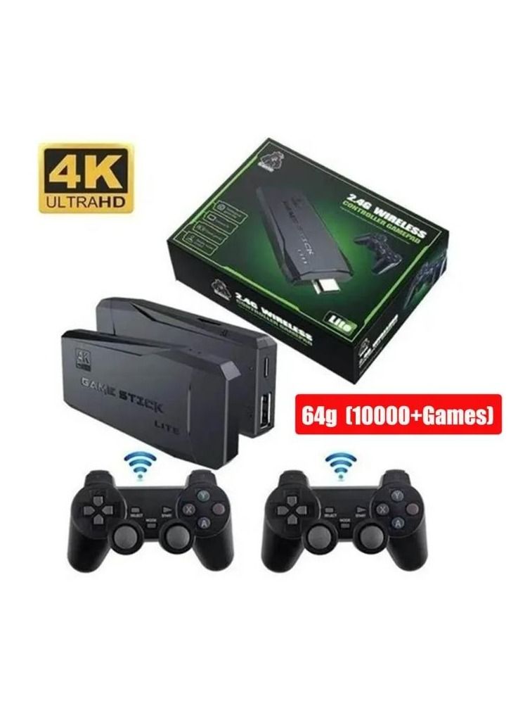 4K HD video game console, dual 2.4G wireless controllers, plug-and-play video game stick, built-in 10,000 games, retro handheld game console - Image 1