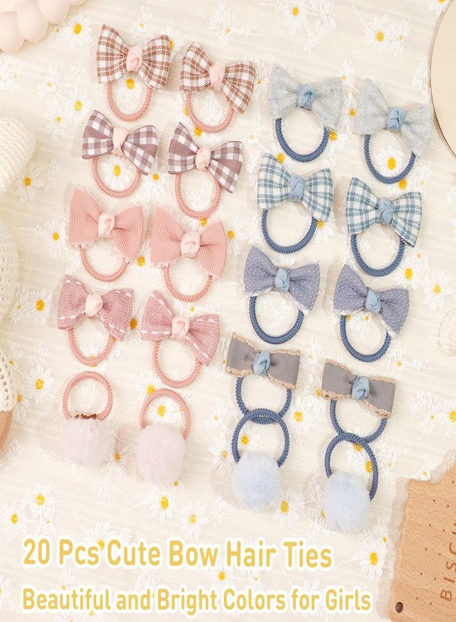 DED 20Pcs Baby Hair Bows Ties, Soft Elastic No Damage Ponytail Holders Hair Accessories for Girls Kids Infant - Image 4