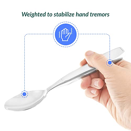 Celley Weighted 7 oz Eating Utensils by Celley, 4pc Stainless Steel Knife Fork Spoon Set for Tremors - Image 2